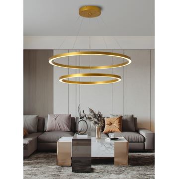 Immax NEO 07159-G80-60 - LED Stmívatelný lustr na lanku FINO LED/93W/230V Tuya zlatá + dálkové ovládání