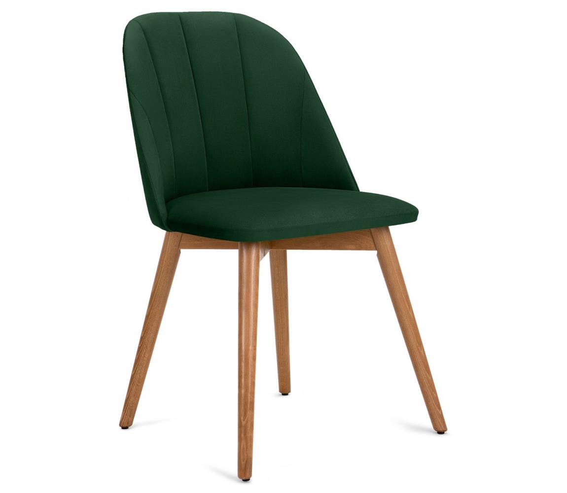 Konsimo Sp. z o.o. Sp. k. Jídelní židle BAKERI 86x48 cm tmavě zelená/světlý dub KO0076