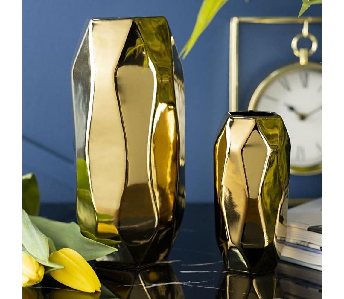 HowHomely Keramická váza ALICE 16x7,5 cm zlatá 