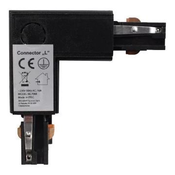 Konektor pro svítidla v lištovém systému 3-fázový TRACK černá typ L