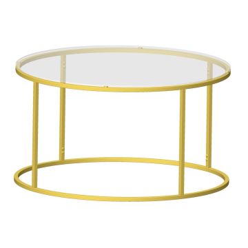 Konferenční stolek BERLIN 80x45 cm zlatá/čirá
