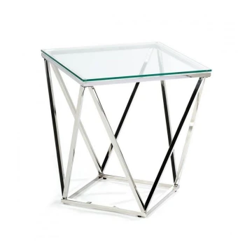 Konferenční stolek DIAMANTA 50x50 cm chrom/čirá