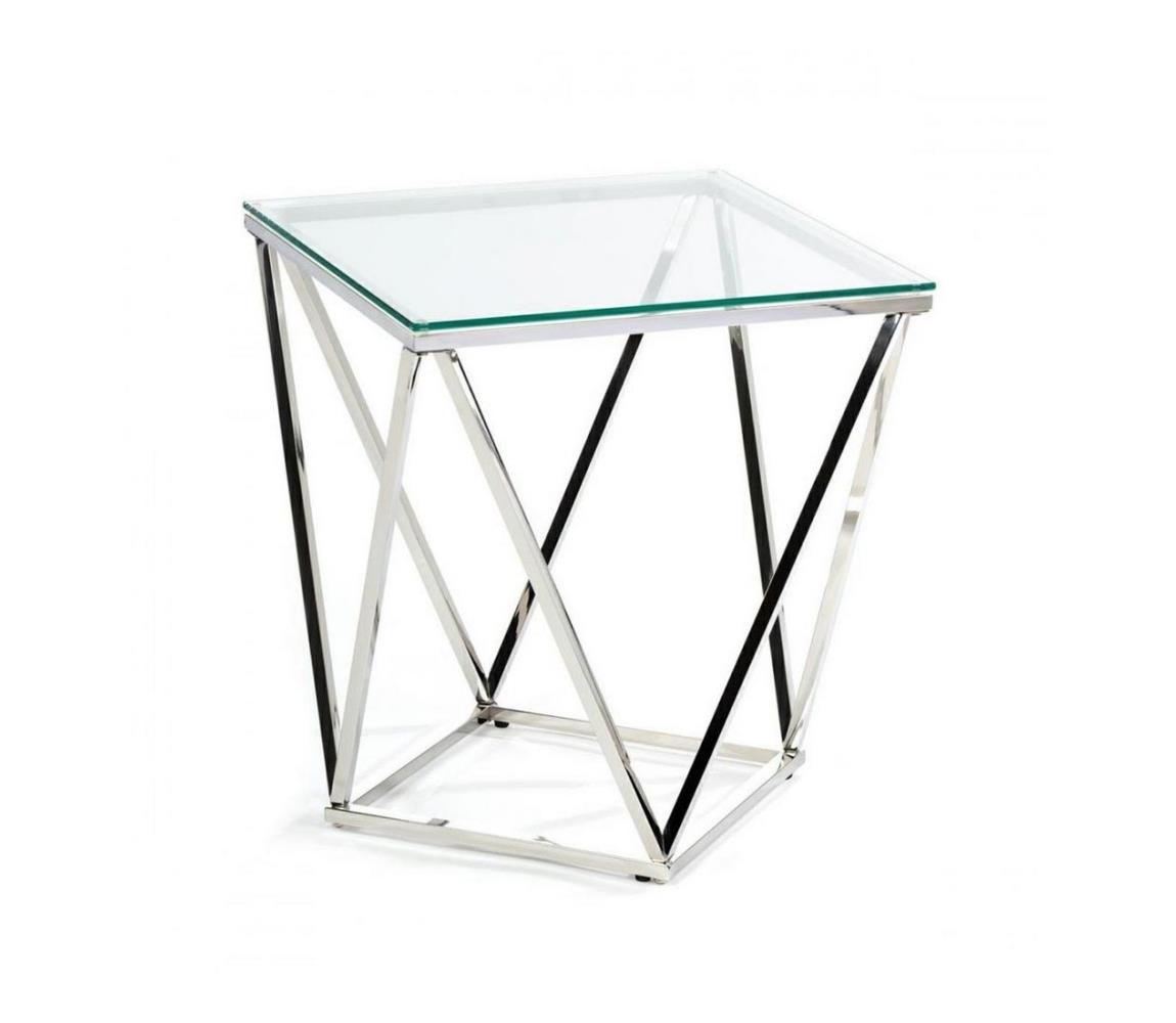 HowHomely Konferenční stolek DIAMANTA 50x50 cm chrom/čirá DD0124