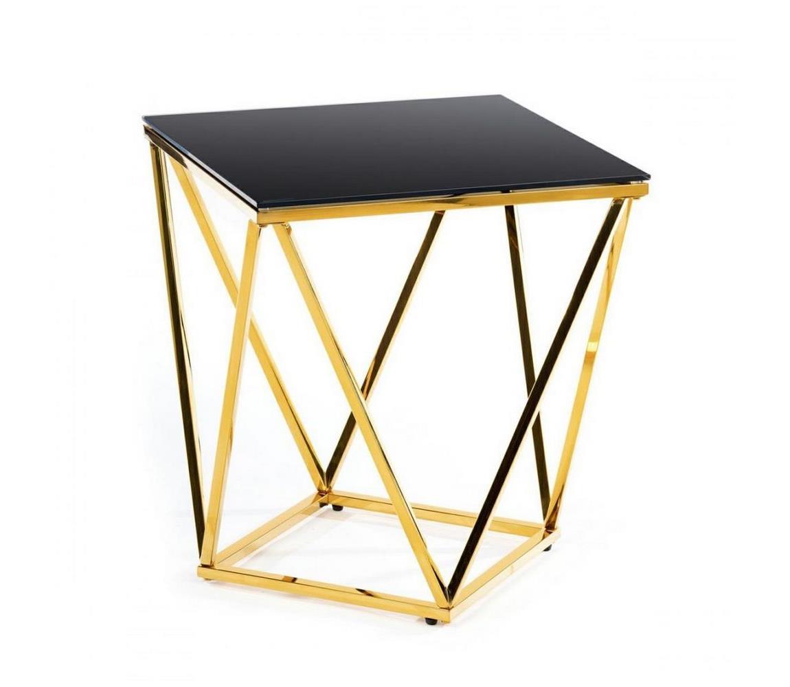 HowHomely Konferenční stolek DIAMANTA 50x50 cm zlatá/černá DD0123
