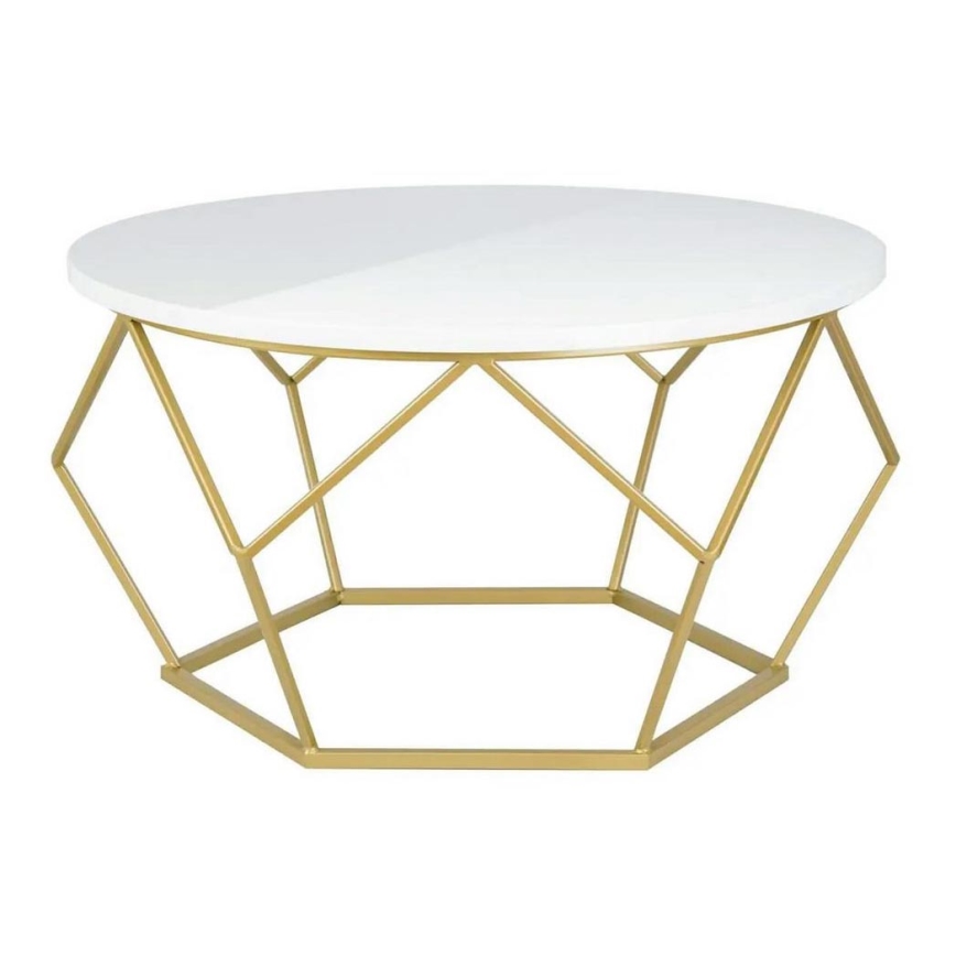 Konferenční stolek DIAMOND 40x70 cm mosaz/bílá