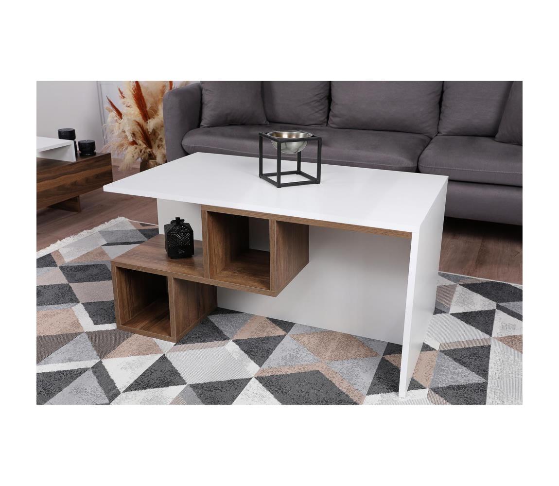 Asir Konferenční stolek DILAY 52x100 cm hnědá/bílá AS1404