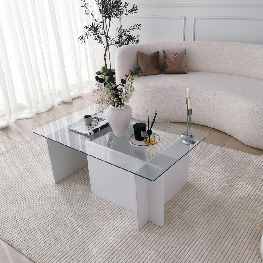 Konferenční stolek ESCAPE 40x105 cm bílá/čirá