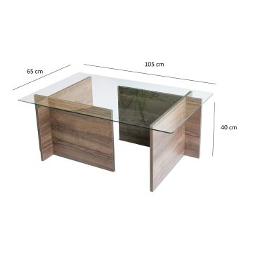 Konferenční stolek ESCAPE 40x105 cm hnědá/čirá