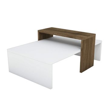 Konferenční stolek GLOW 32x80 cm bílá/hnědá