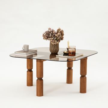 Konferenční stolek KEI 40x80 cm hnědá/bronzová
