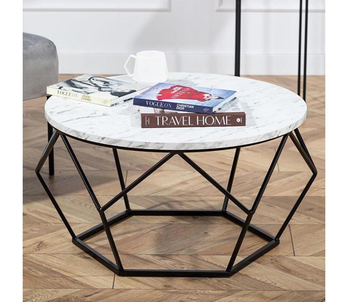 HowHomely Konferenční stolek MARMUR 40x70 cm černá/bílá DD0190