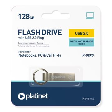 Kovový voděodolný Flash Disk USB 128GB chrom