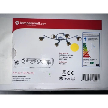 Lampenwelt - LED Bodové svítidlo 6xE14/4W/230V