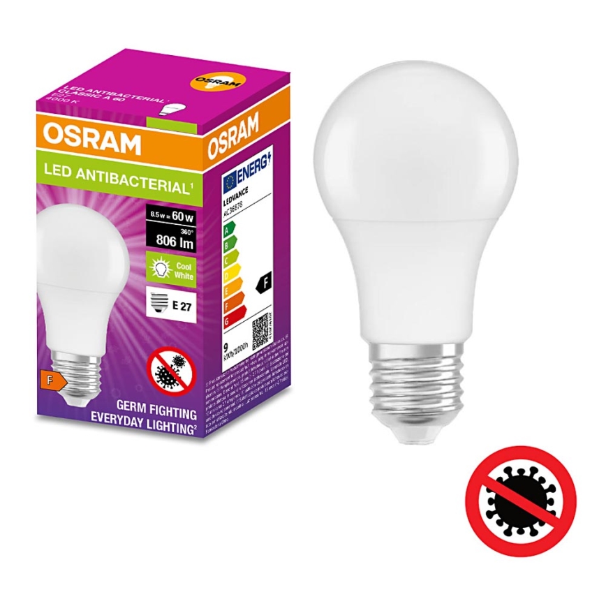 LED Antibakteriální žárovka A60 E27/8,5W/230V 4000K - Osram