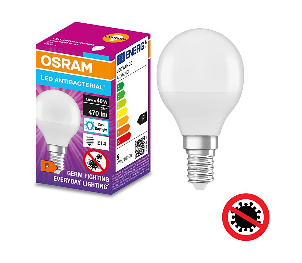 Osram LED Antibakteriální žárovka P40 E14/4,9W/230V 6500K - Osram 