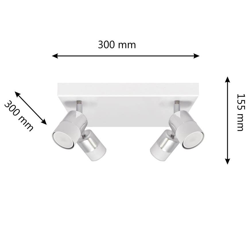 LED Bodové svítidlo TUBSSON 4xGU10/4,8W/230V bílá/lesklý chrom