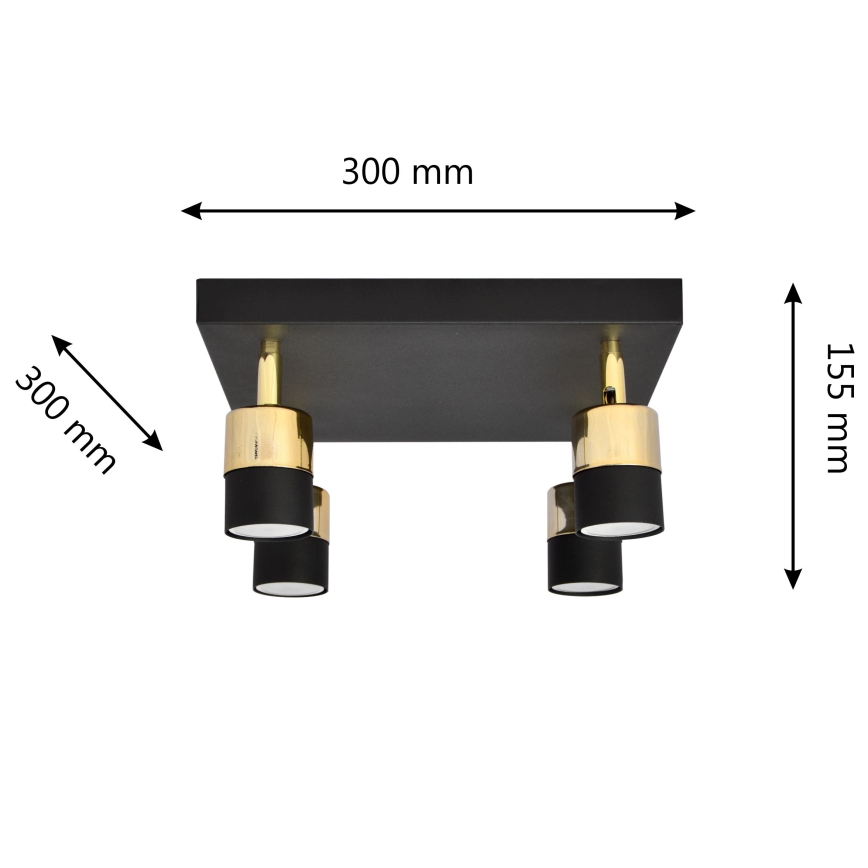 LED Bodové svítidlo TUBSSON 4xGU10/4,8W/230V černá/zlatá