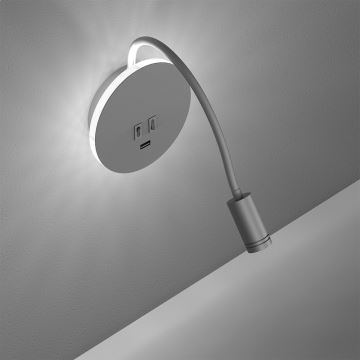 LED Flexibilní lampička BASE 1xLED/8W+1xLED/2W/230V bílá/stříbrná