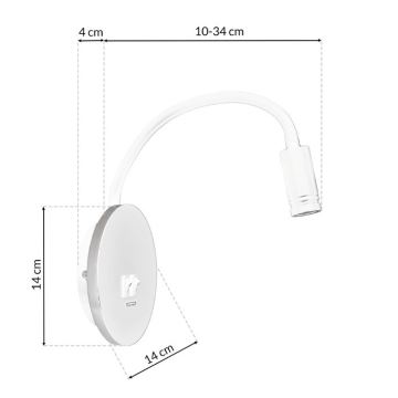 LED Flexibilní lampička BASE 1xLED/8W+1xLED/2W/230V bílá/stříbrná