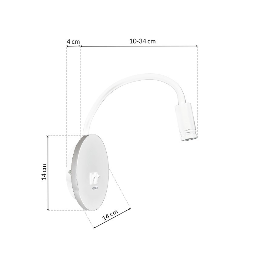 LED Flexibilní lampička BASE 1xLED/8W+1xLED/2W/230V bílá/stříbrná