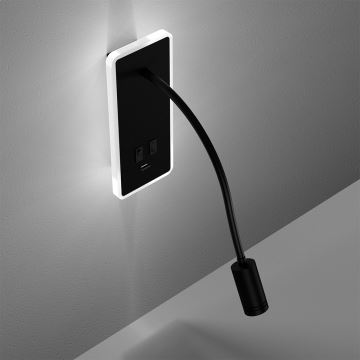 LED Flexibilní lampička BASE 1xLED/8W+1xLED/2W/230V černá