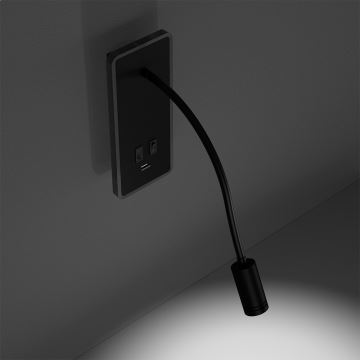 LED Flexibilní lampička BASE 1xLED/8W+1xLED/2W/230V černá