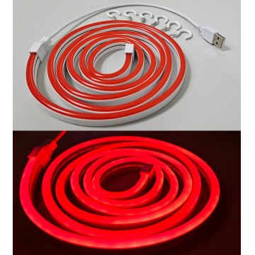 LED Flexibilní pásek NEON LED/5V USB 1,8 m červená