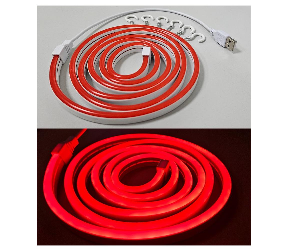  LED Flexibilní pásek NEON LED/5V USB 1,8 m červená 