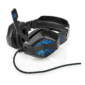LED Herní sluchátka s mikrofonem černá/modrá