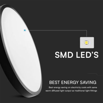 LED Koupelnové stropní svítidlo SAMSUNG CHIP LED/24W/230V IP44 6500K pr. 29 cm černá