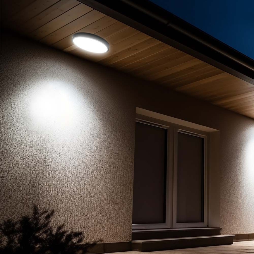 LED Koupelnové stropní svítidlo se senzorem LED/18W/230V 4000K IP44 černá + dálkové ovládání