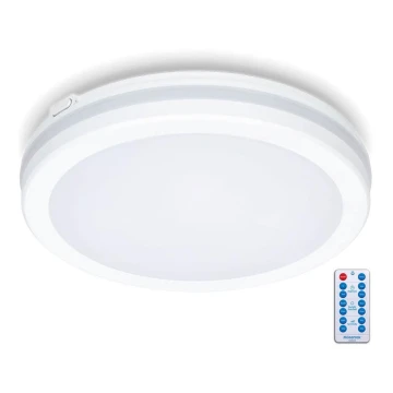 LED Koupelnové stropní svítidlo se senzorem LED/24W/230V 3000/4000/6500K IP65 pr. 30 cm bílá + dálkové ovládání
