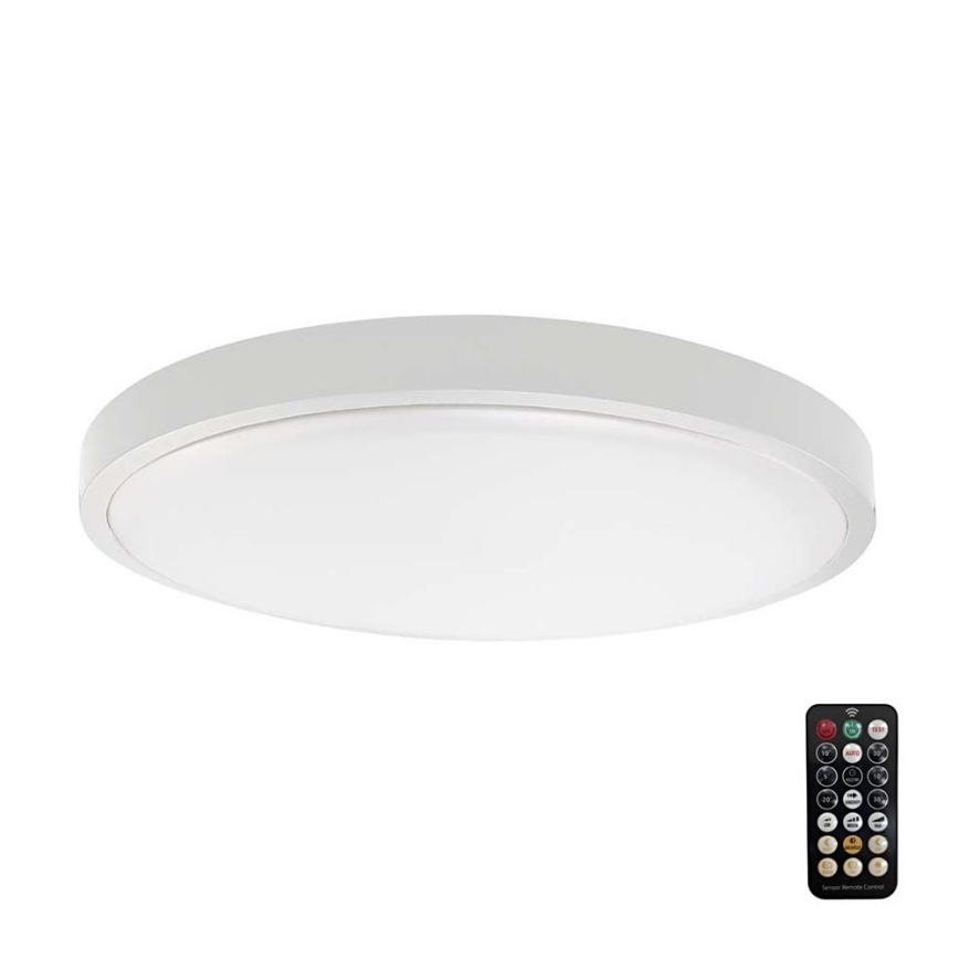 LED Koupelnové stropní svítidlo se senzorem SAMSUNG CHIP LED/24W/230V IP44 3000K pr. 35 cm bílá + dálkové ovládání