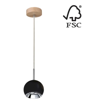 LED Lustr na lanku BALL WOOD 1xGU10/5W/230V matný dub – FSC certifikováno