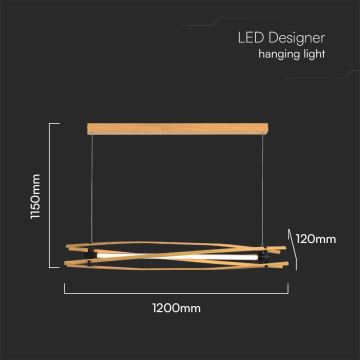 LED Lustr na lanku LED/15W/230V 3000K hnědá