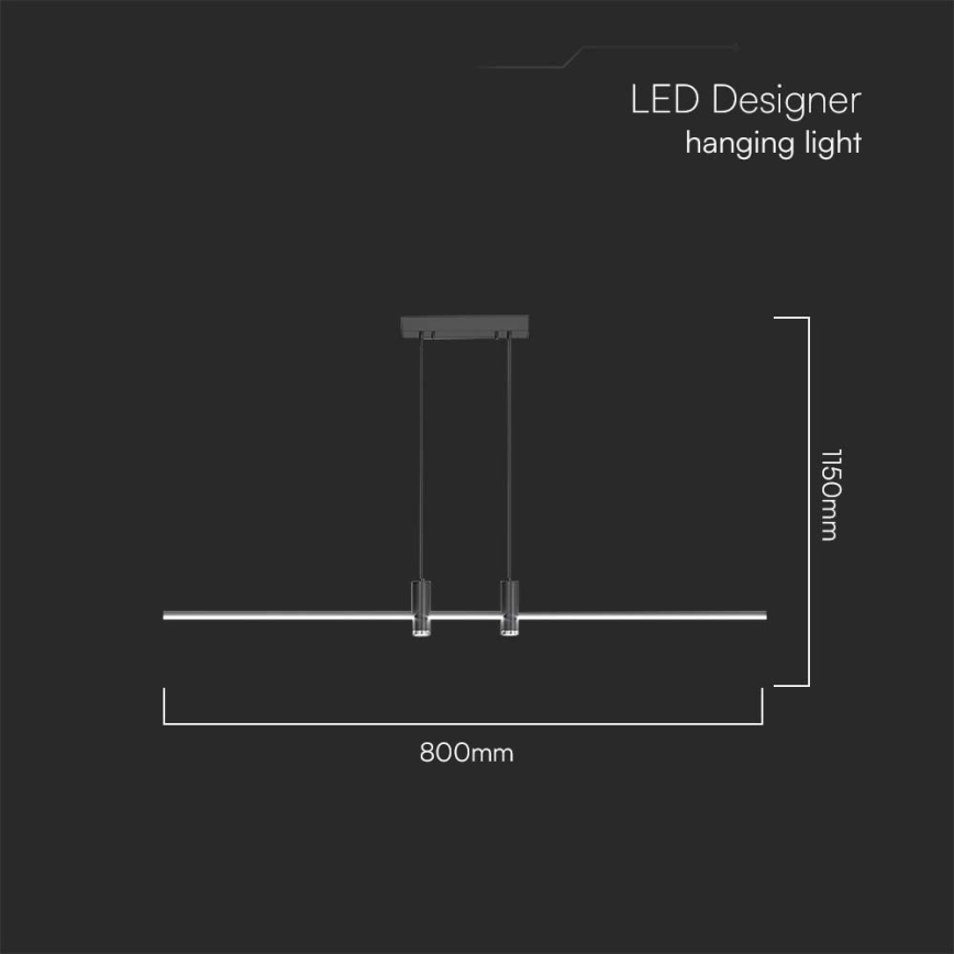 LED Lustr na lanku LED/19W/230V 3000K černá