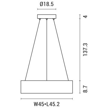 LED Lustr na lanku LED/30W/230V 3000K 45x45 cm černá