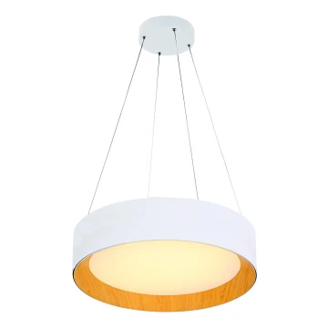 LED Lustr na lanku LED/30W/230V 3000K pr. 45 cm bílá/dub