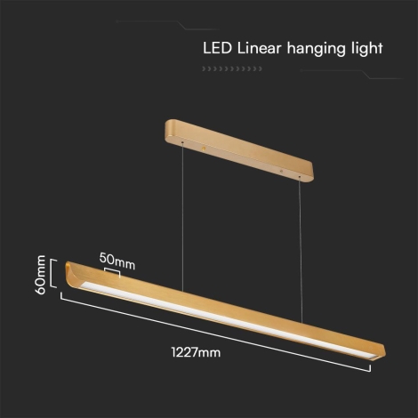 LED Lustr na lanku LED/36W/230V 3000/4000/6400K zlatá