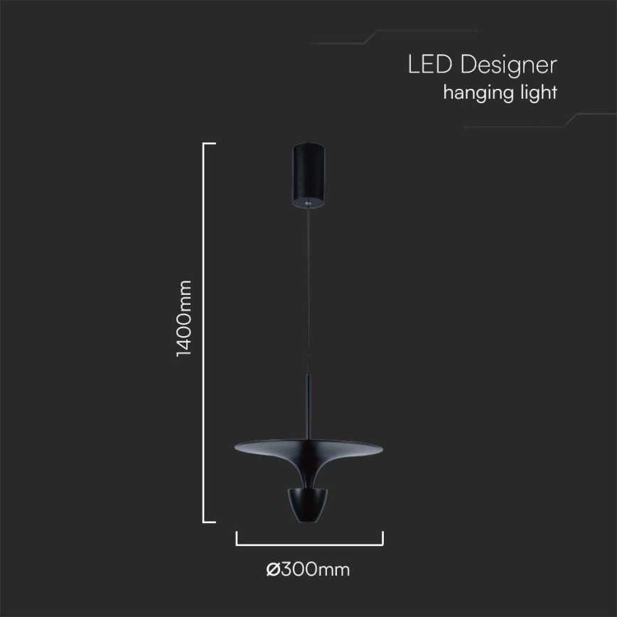 LED Lustr na lanku LED/9W/230V 3000K černá