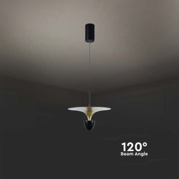 LED Lustr na lanku LED/9W/230V 3000K černá/zlatá