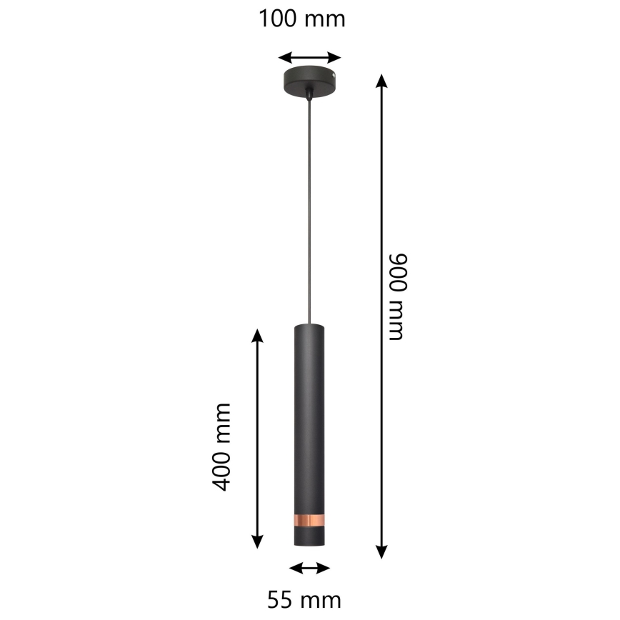 LED Lustr na lanku TUBA 1xGU10/4,8W/230V černá/měděná