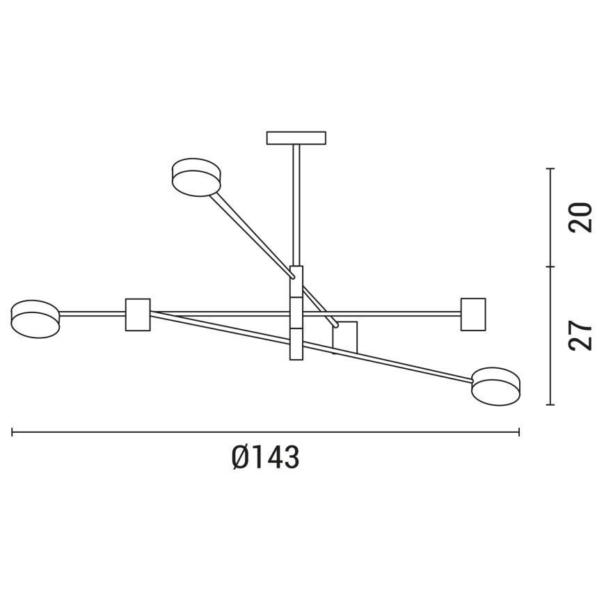 LED Lustr na tyči LED/36W/230V 3000K černá