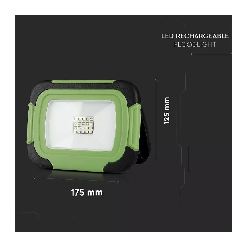 LED Nabíjecí reflektor SAMSUNG CHIP LED/10W/3,7V IP44 6400K zelená