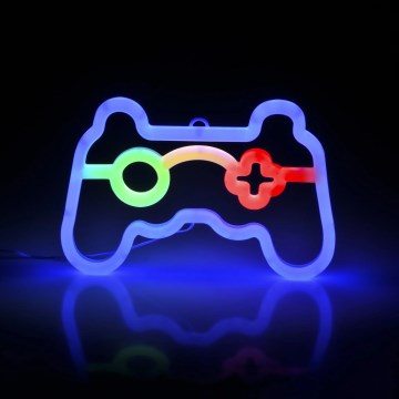 LED Neonová nástěnná dekorace GAME LED/3W/3xAA USB modrá