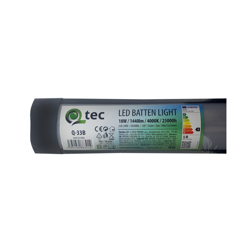 LED Podlinkové svítidlo QTEC LED/18W/230V 60 cm černá