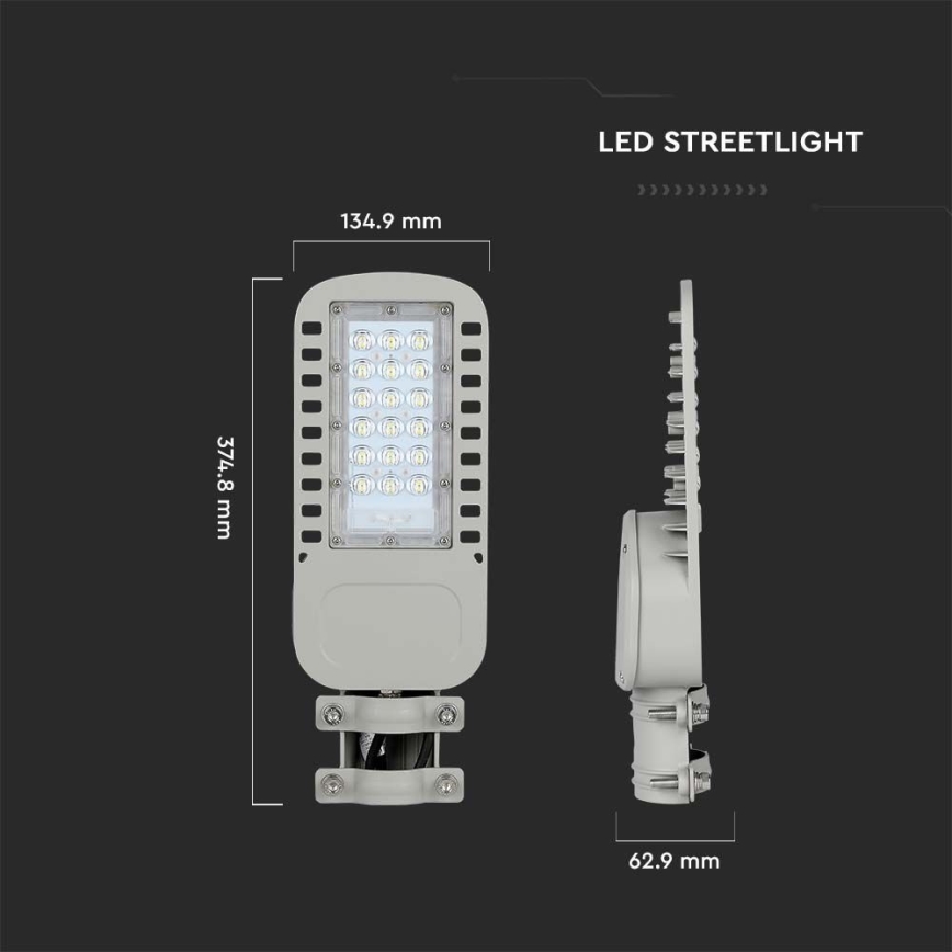 LED Pouliční lampa SAMSUNG CHIP LED/30W/230V 4000K šedá