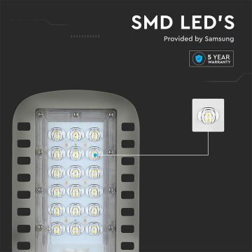 LED Pouliční lampa SAMSUNG CHIP LED/30W/230V 6500K šedá