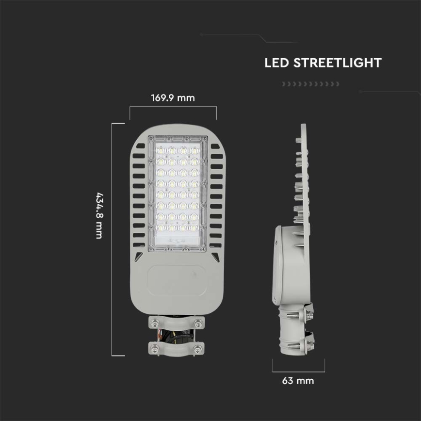 LED Pouliční lampa SAMSUNG CHIP LED/50W/230V 4000K šedá