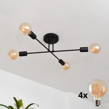 LED Přisazený lustr CAMBRIDGE 4xE27/8W/230V černá